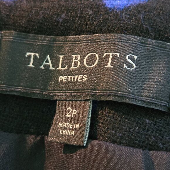 Talbots Black Blue Polka Dot Pencil Skirt Wool Blend Lined Size 2p - Picture 6 of 7
